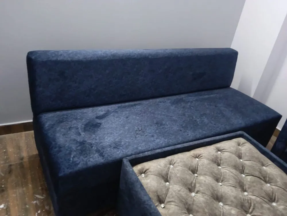 Finished restored grey sofa